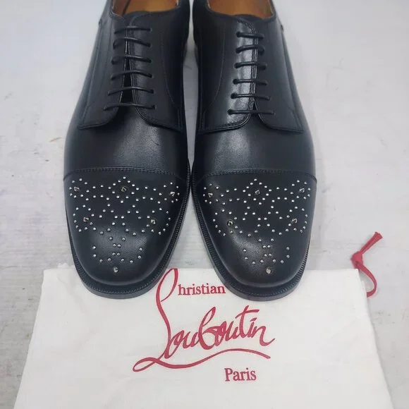 Christian Louboutin MENS Maltese Stud Black Derby Shoe